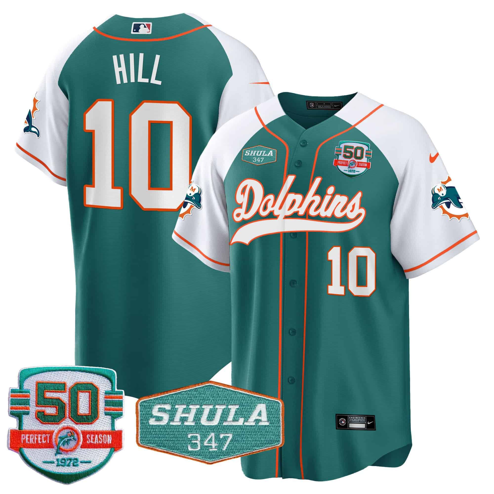 Men Miami Dolphins #10 Hill Green 2024 Nike 50th Don Shula Memorial Patch Baseball NFL Jersey->indianapolis colts->NFL Jersey